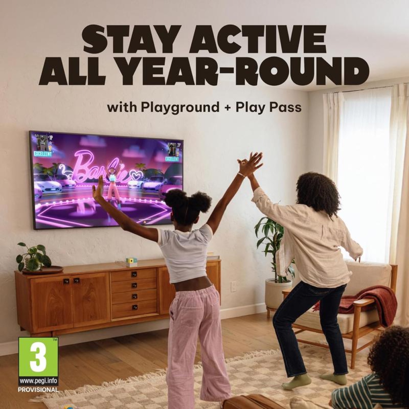 Family dancing to Barbie Dance Party on PlayCube